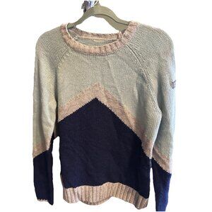 Roxy Women's Blue, White, Pink Mountain Knit Sweater Size Medium